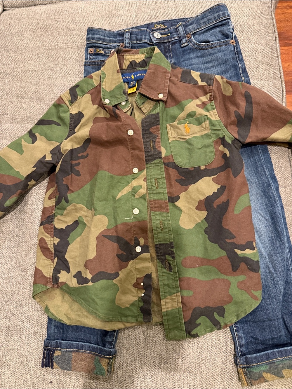 Ralph Lauren Camouflage Button-Down Shirt in Green and Brown